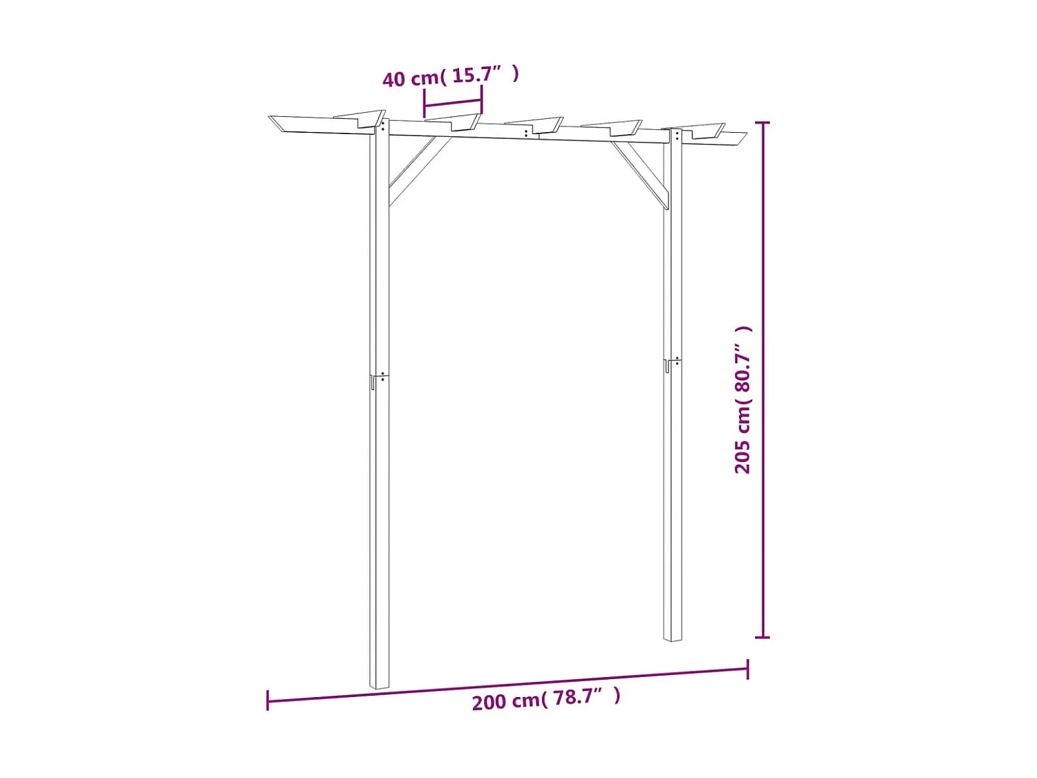 Pergola de jardin 200 x 40 x 205 cm Bois WVGQ7182