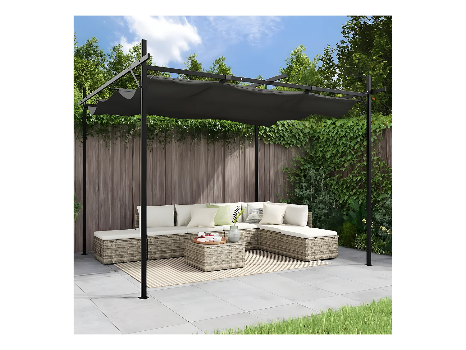 Pergola avec toit rétractable anthracite 295x292x230 cm WVGQ1012