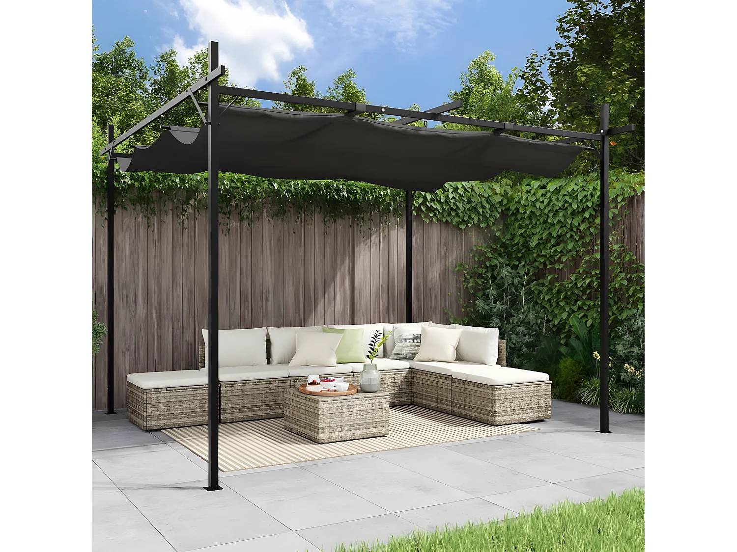 Pergola avec toit rétractable anthracite 295x292x230 cm WVGQ1012