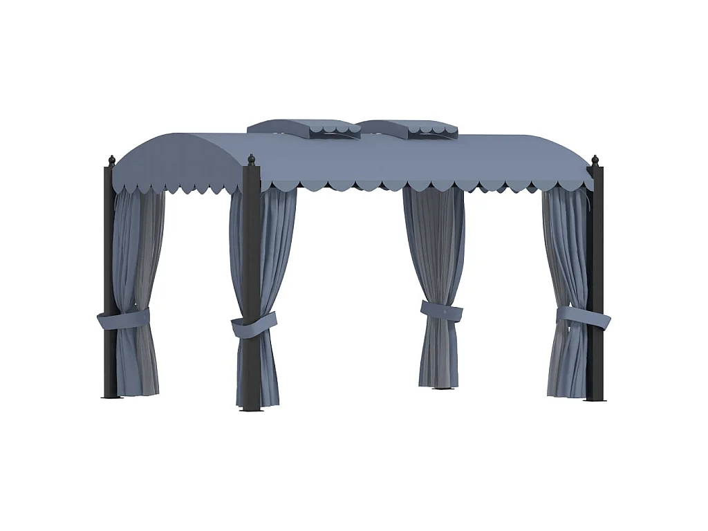 Tonnelle avec rideaux 3x4 m Anthracite Acier  WVGQ4859