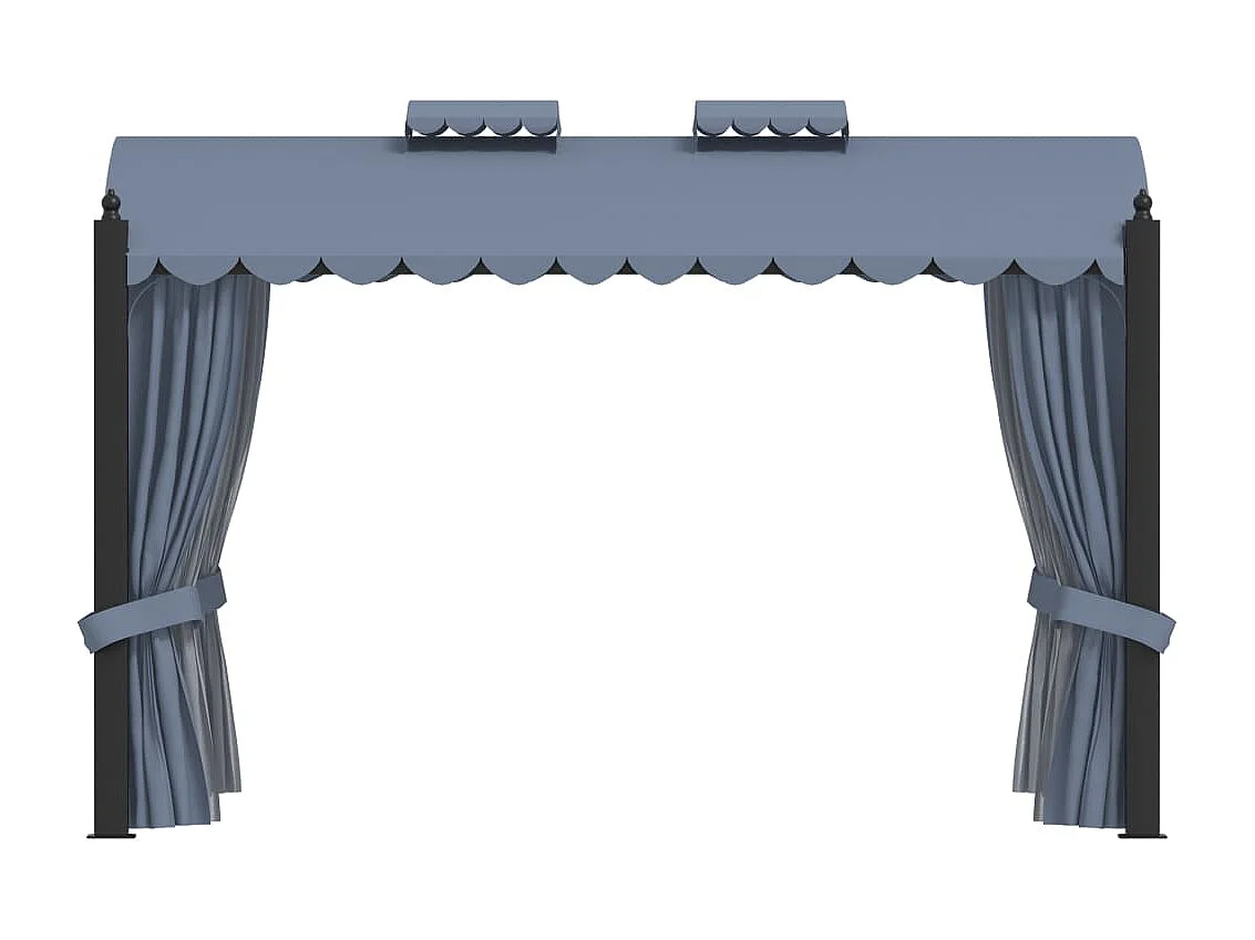 Tonnelle avec rideaux 3x4 m Anthracite Acier  WVGQ4859