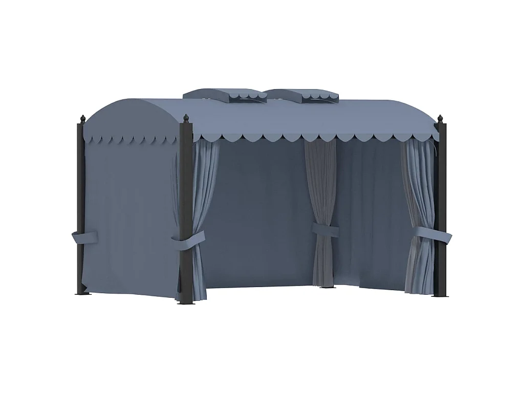 Tonnelle avec rideaux 3x4 m Anthracite Acier  WVGQ4859