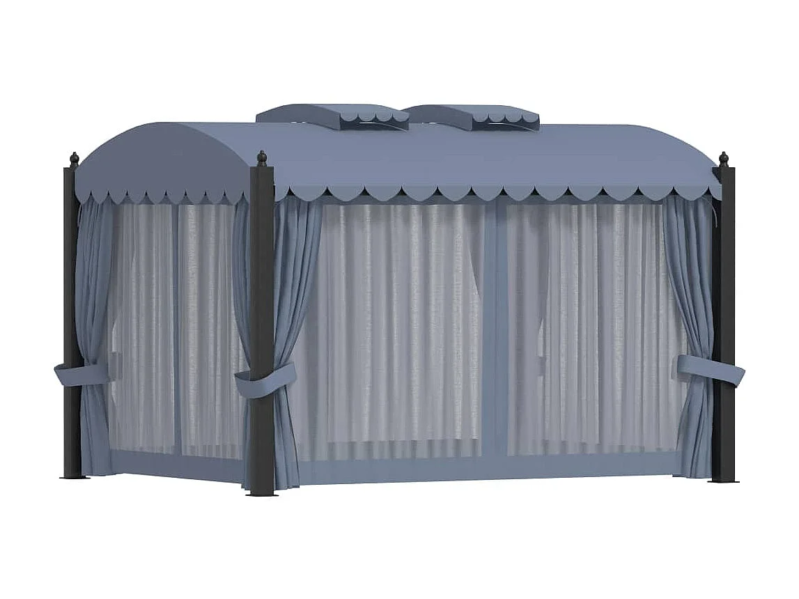 Tonnelle avec rideaux 3x4 m Anthracite Acier  WVGQ4859