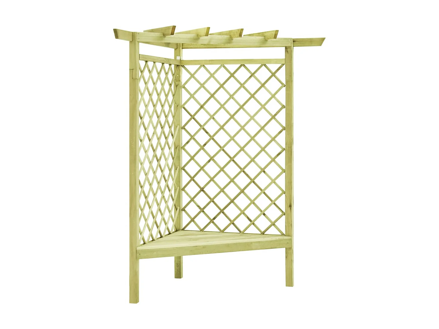 Pergola d'angle avec siège 130x130x197 cm Pin imprégné WVGQ9242