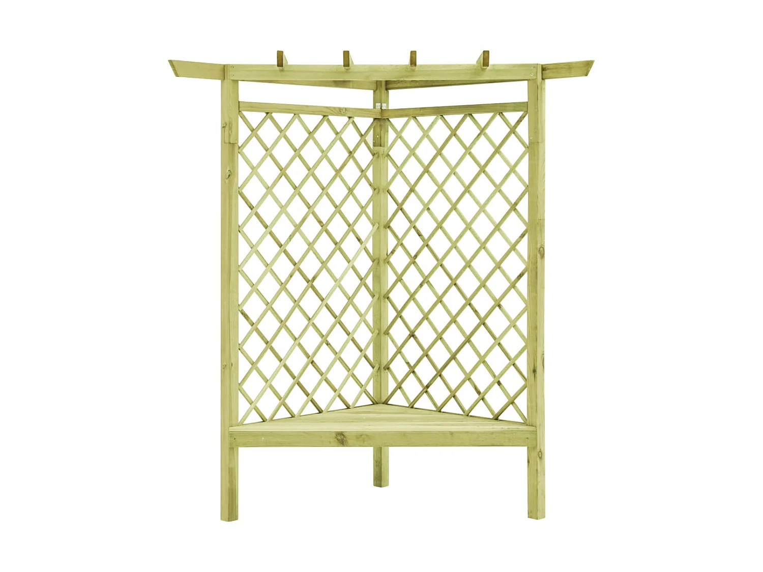 Pergola d'angle avec siège 130x130x197 cm Pin imprégné WVGQ9242