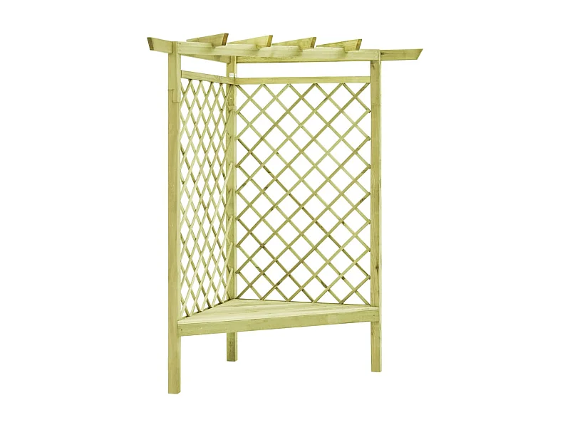 Pergola d'angle avec siège 130x130x197 cm Pin imprégné WVGQ9242