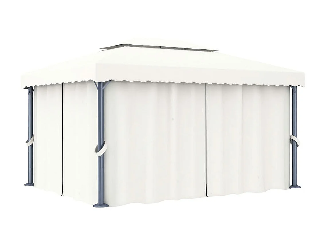 Tonnelle et rideau et guirlande lumineuse LED 4x3 m Blanc crème WVGQ8623