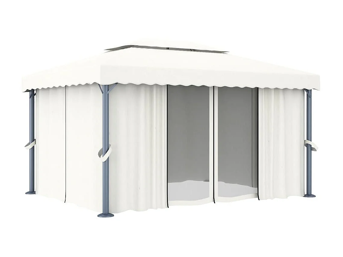 Tonnelle et rideau et guirlande lumineuse LED 4x3 m Blanc crème WVGQ8623