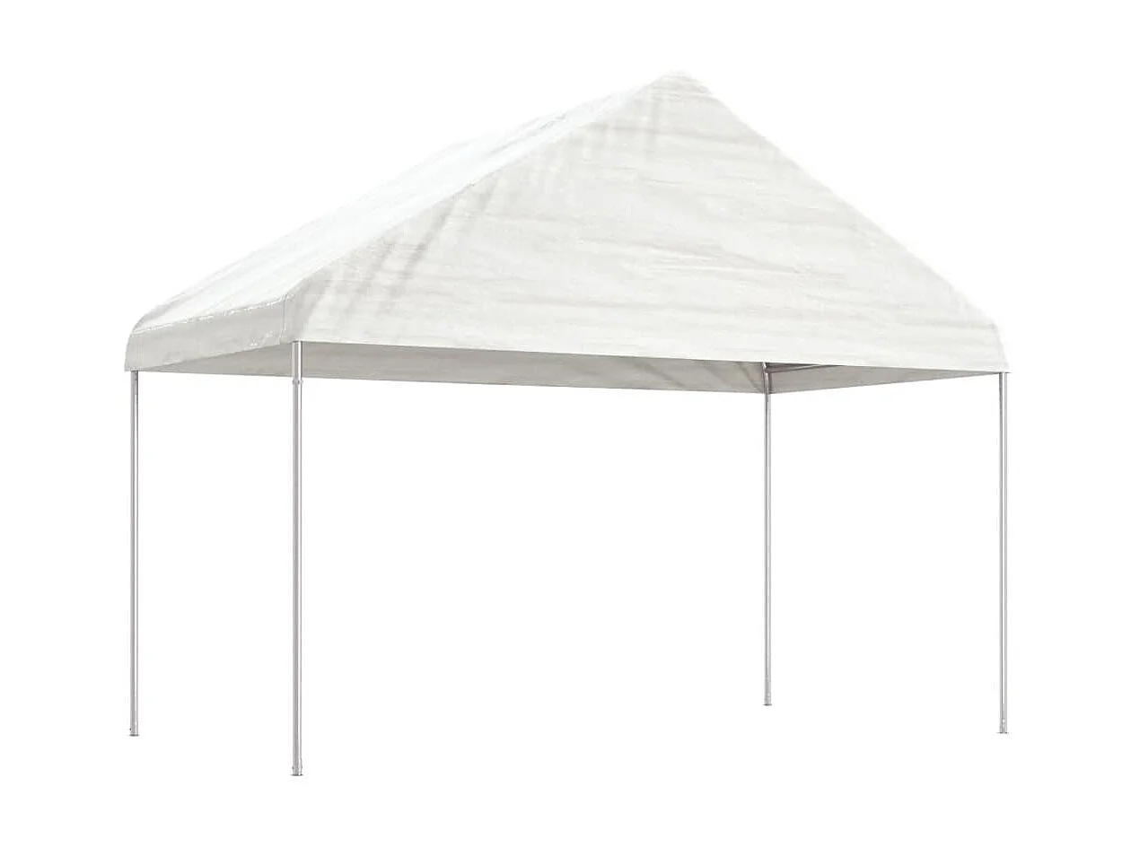 Gazebo - Tenda de recepção com telhado 4,46x4,08x3,22 m polietileno branco PT308681