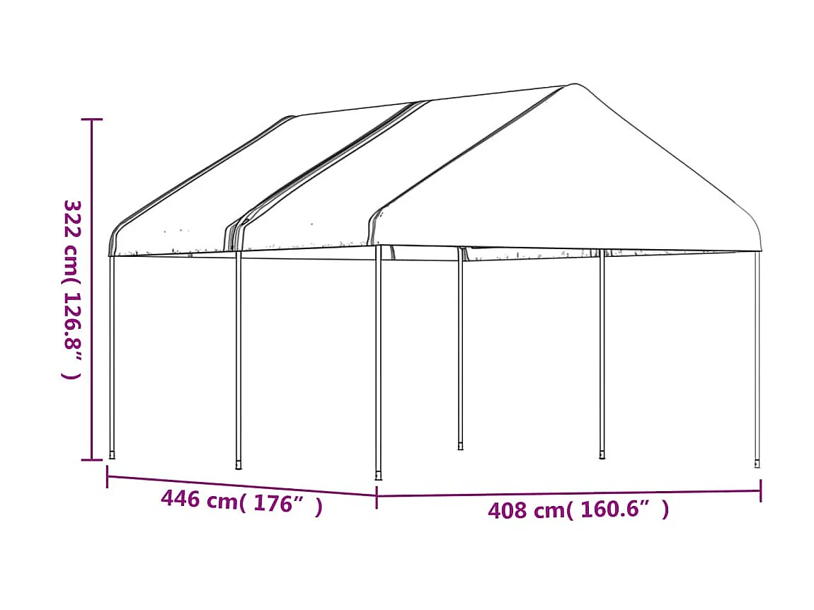 Gazebo - Tenda de recepção com telhado 4,46x4,08x3,22 m polietileno branco PT308681