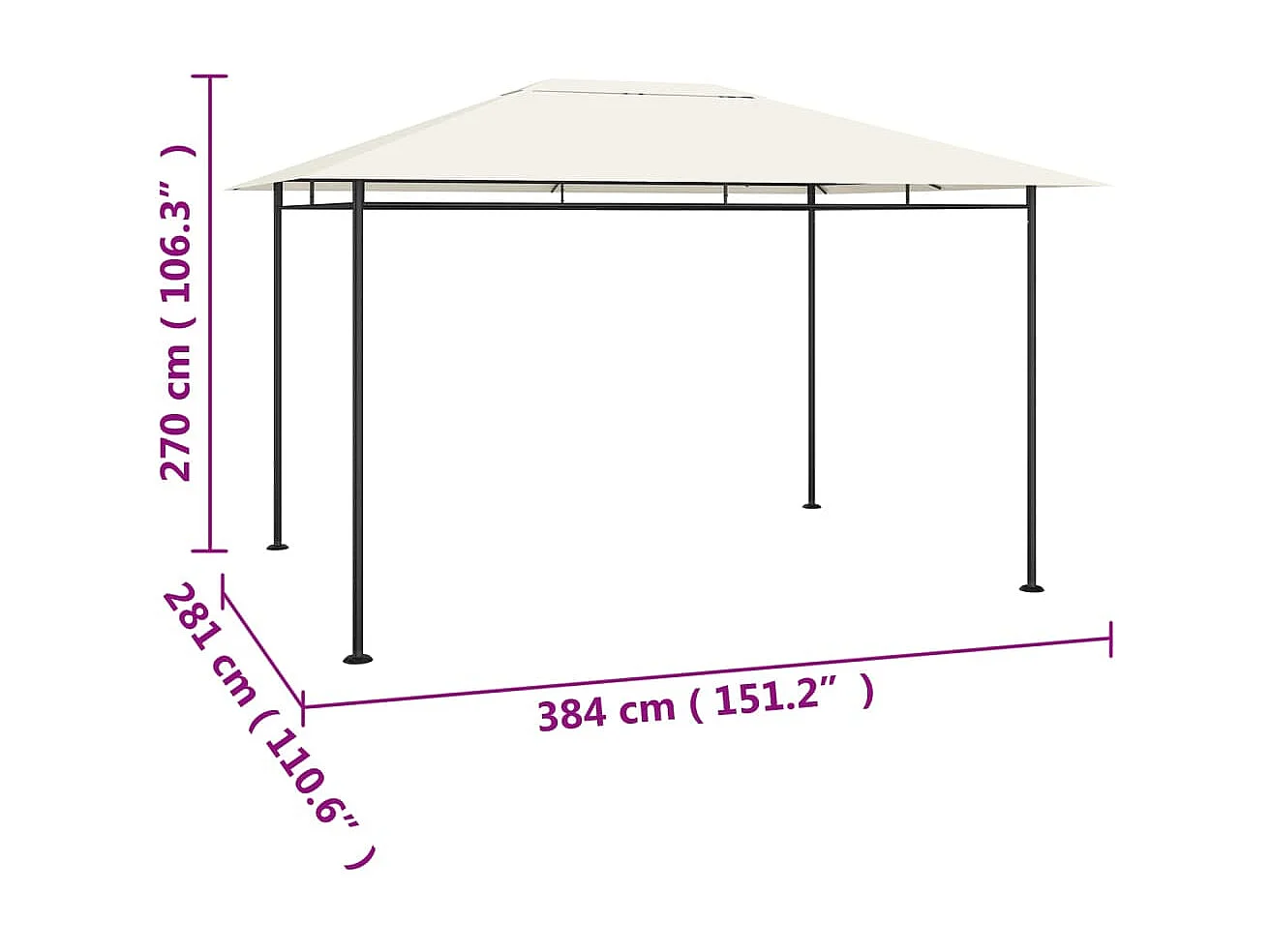 Tonnelle 384x281x270 cm Crème 180 g/m² WVGQ6181