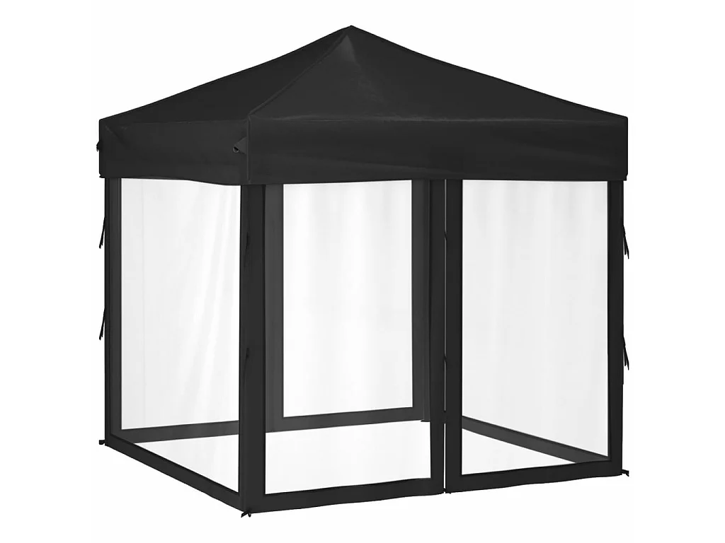 Tenda para festas dobrável com paredes laterais 2x2 m preto PT133214