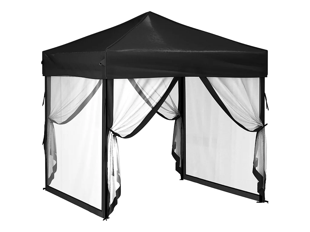 Tenda para festas dobrável com paredes laterais 2x2 m preto PT133214