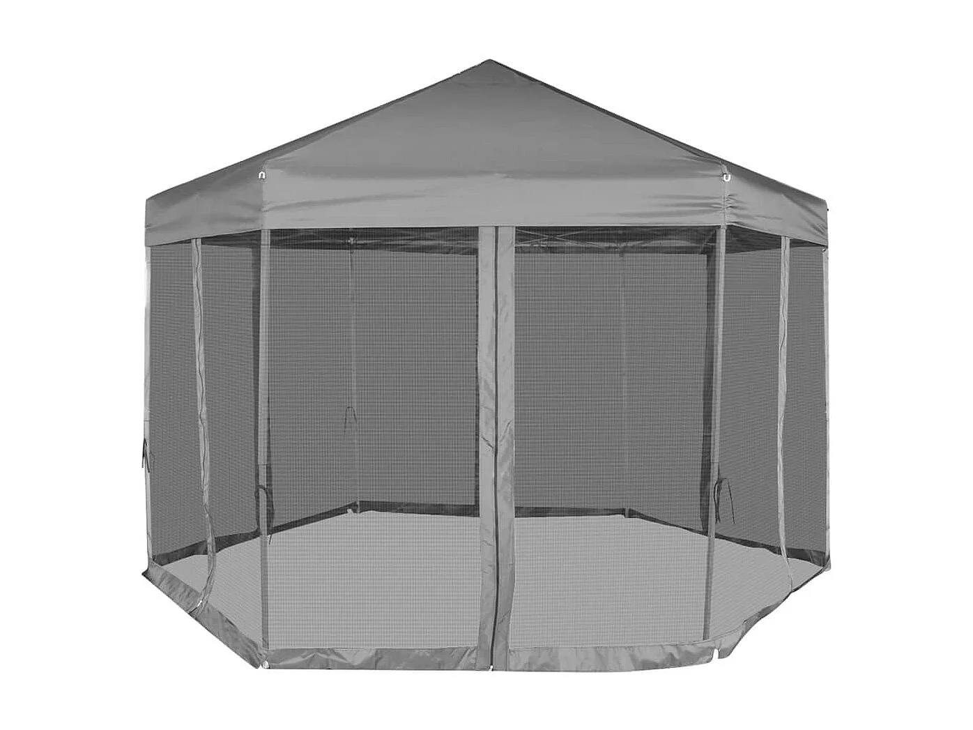 Tenda festas pop-up hexagonal, 6 paredes, cinzento 3,6x3,1m PT273414