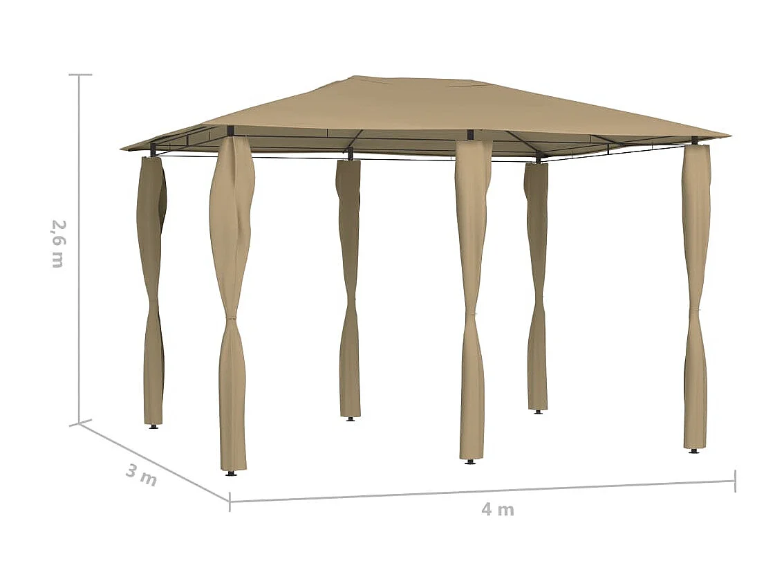 Tonnelle avec revêtement de poteaux 3x4x2,6 m Taupe 160 g/m² WVGQ9214