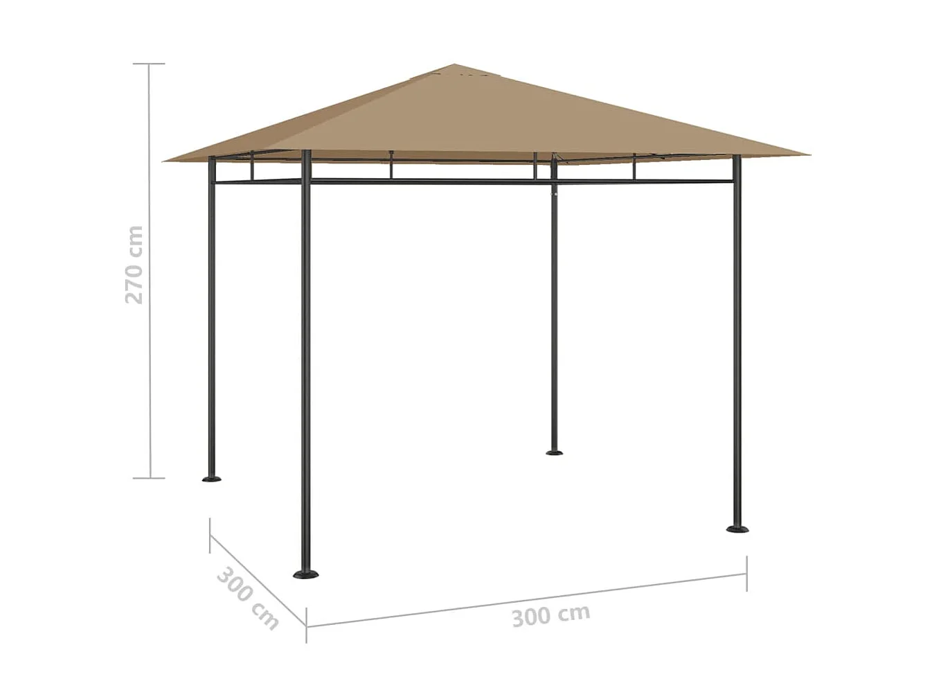 Prieel 180 g/m² 3x3x2,7 m taupe NL319396
