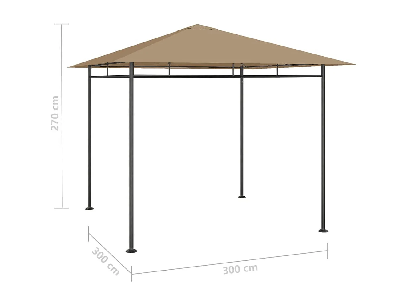 Gazebo - Tenda de recepção 3x3x2,7 m 180 g/m² cinzento-acastanhado PT362660