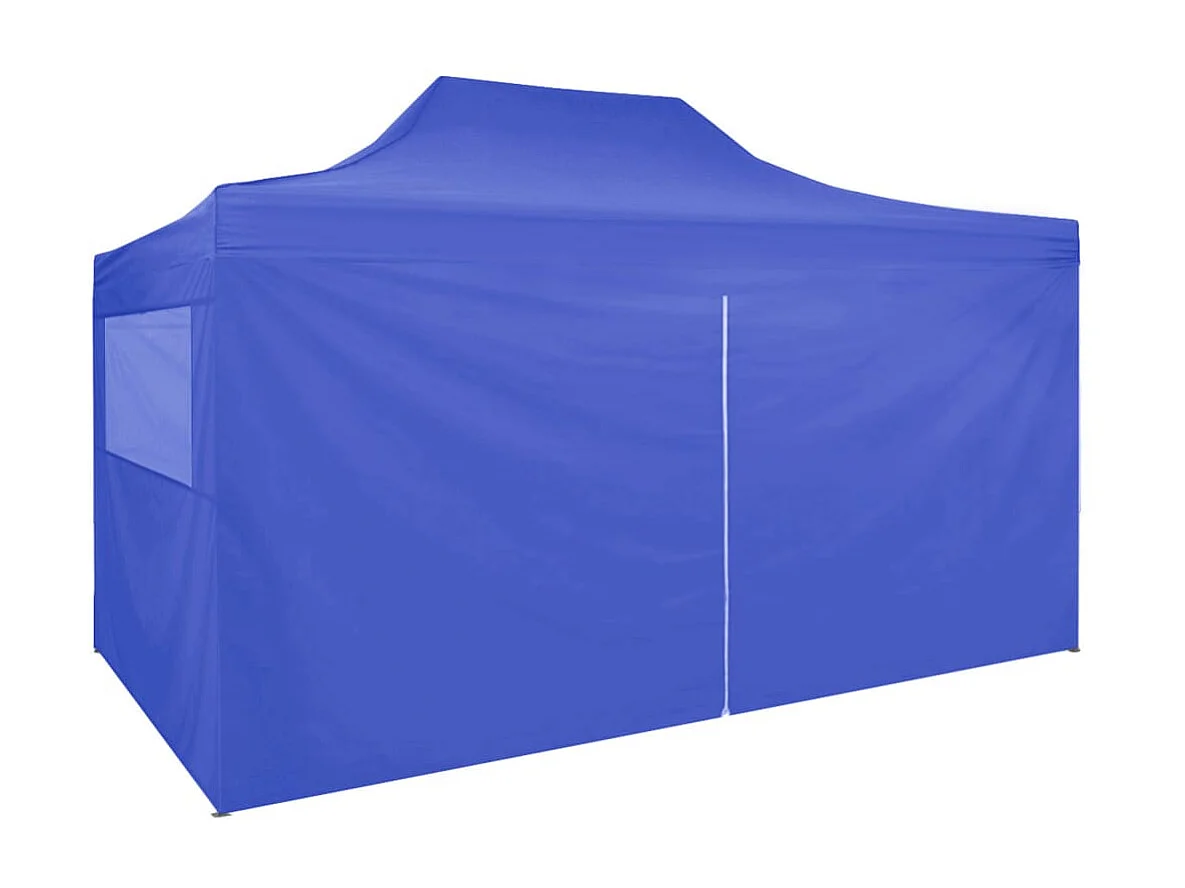 Tente de réception pliable avec 4 parois 3x4 m Acier Bleu WVGQ7905