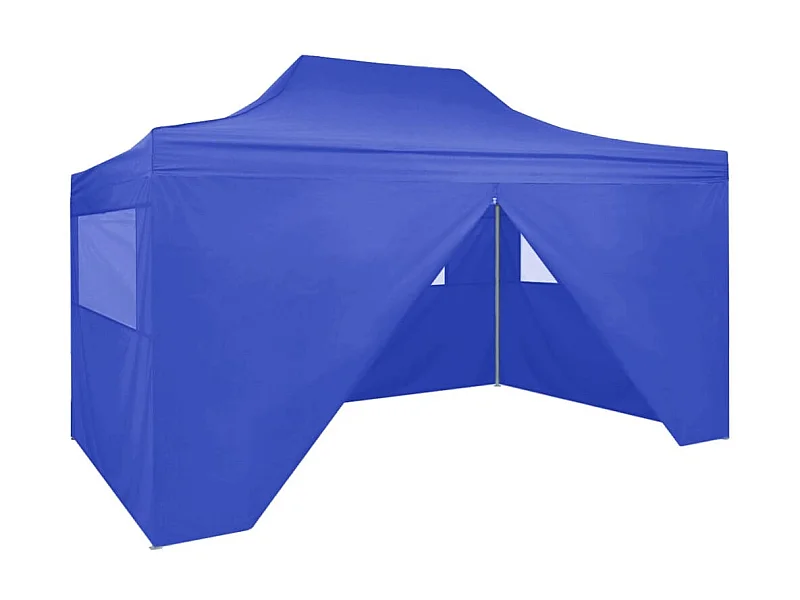 Tente de réception pliable avec 4 parois 3x4 m Acier Bleu WVGQ7905