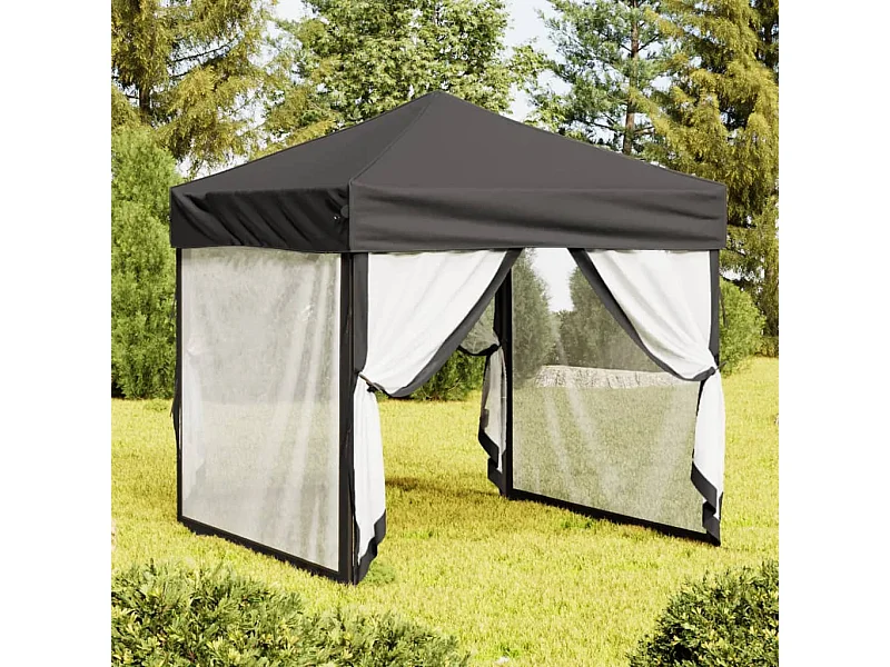 Carpa para fiestas plegable con paredes gris antracita 2x2 m ES158146
