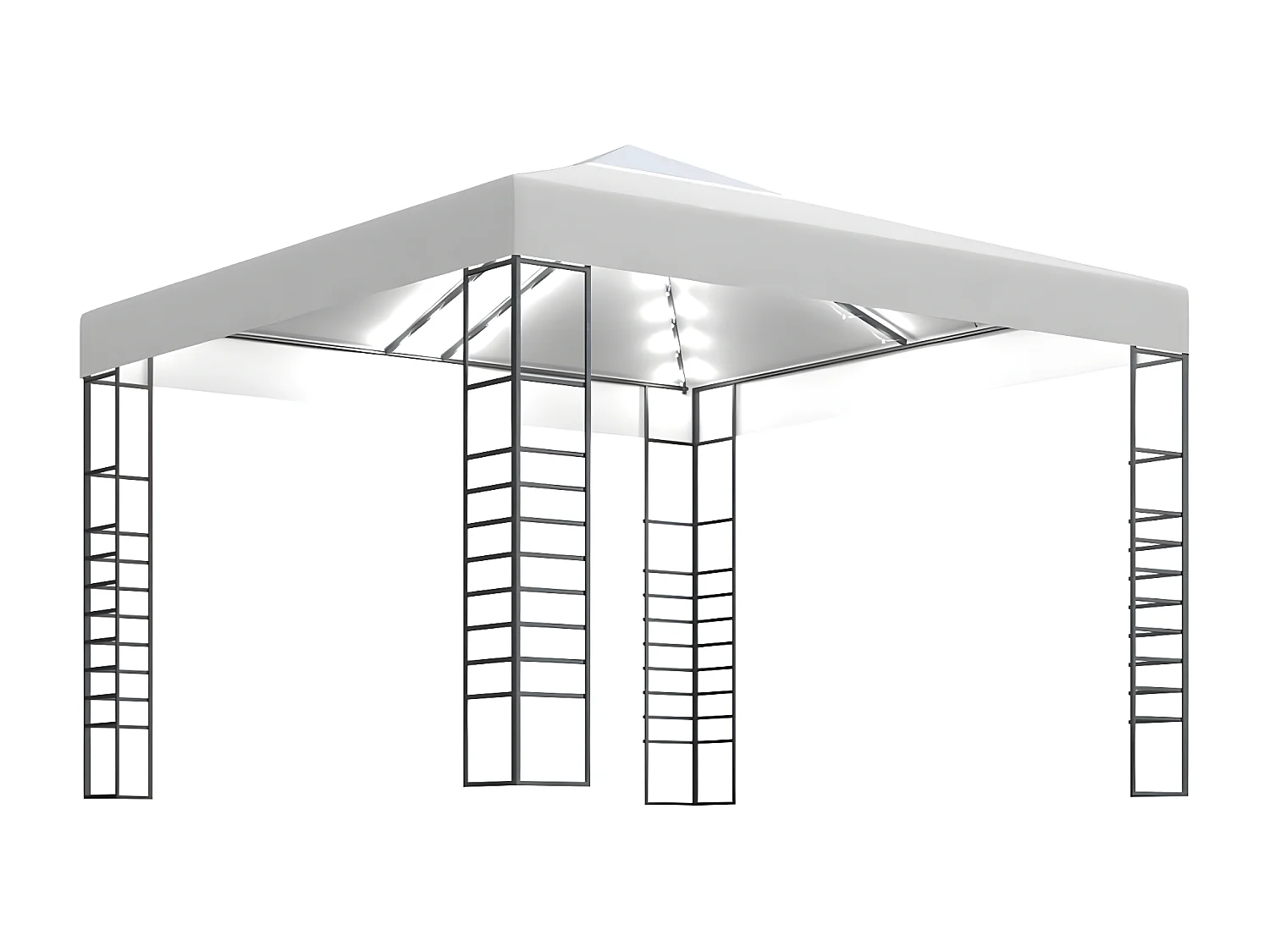 Tonnelle de jardin avec guirlande lumineuse à LED 3x3 m Blanc WVGQ9171