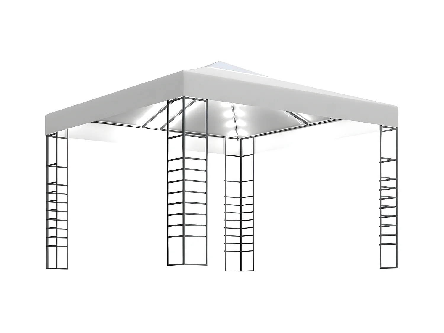 Tuinpaviljoen met LED-lichtslinger 3x3 m wit NL908655