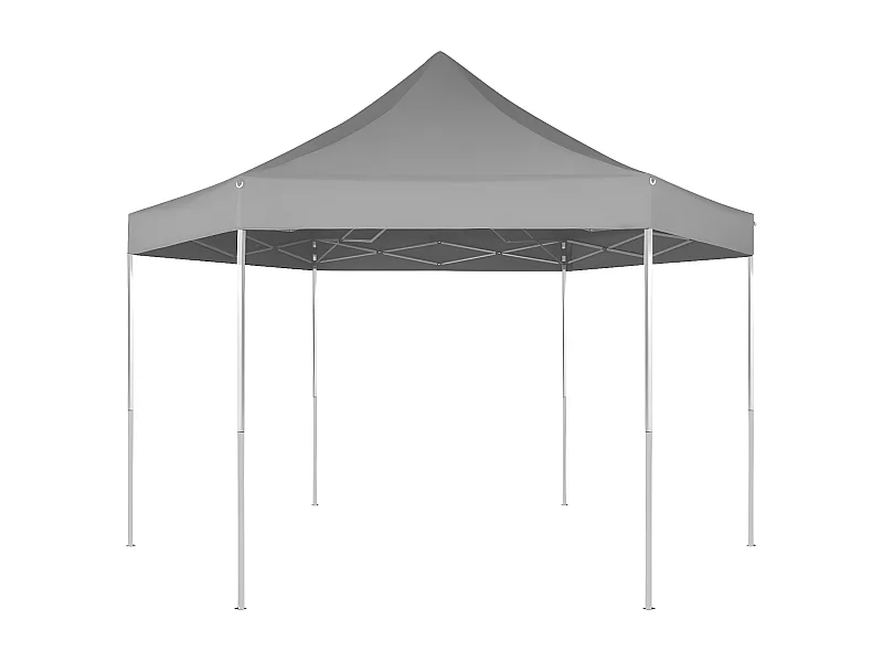 Tenda festas pop-up dobrável hexagonal cinzento 3,6x3,1 m PT357141