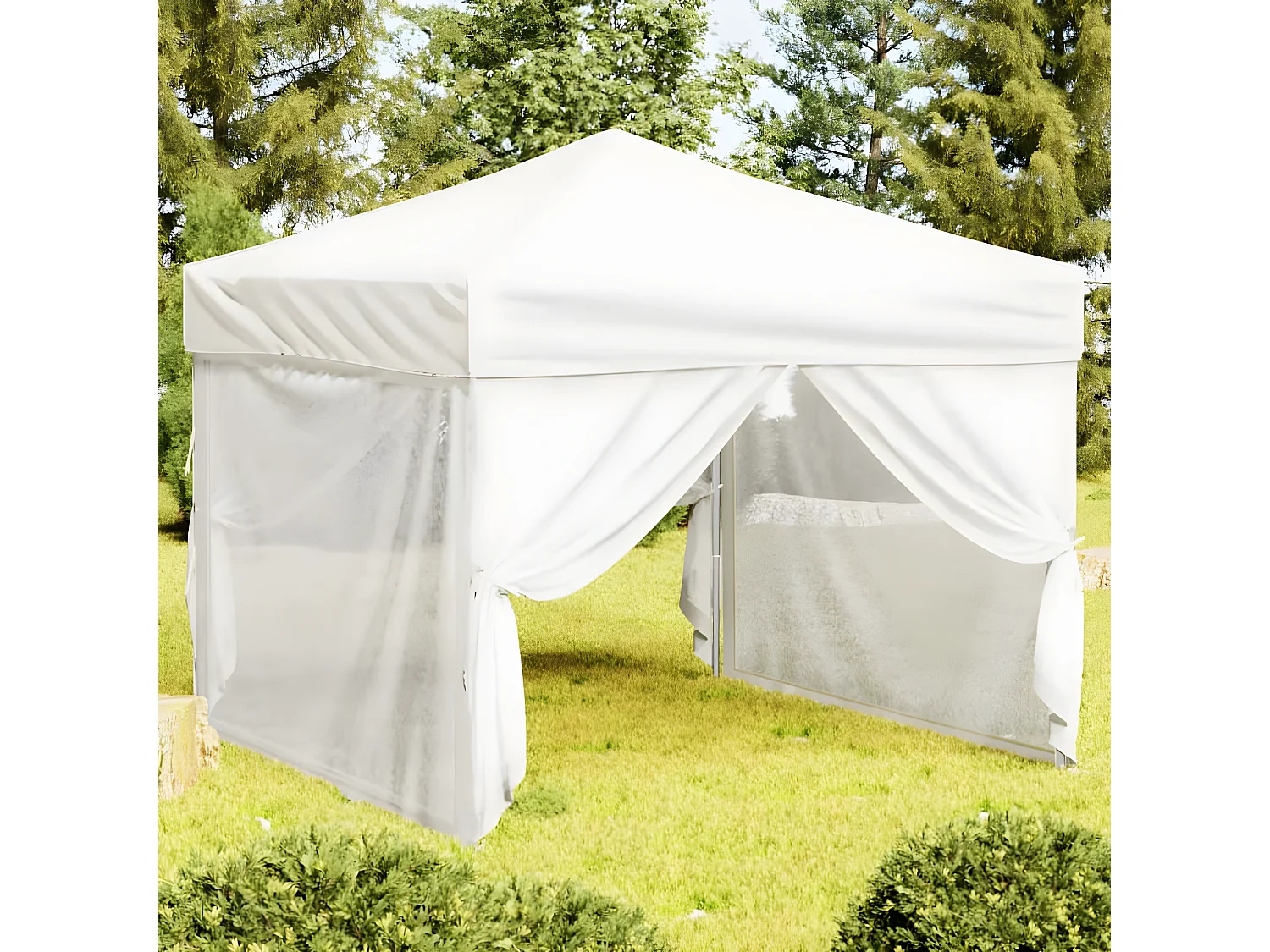 Carpa para fiestas plegable con paredes laterales blanca 3x3 m ES810916