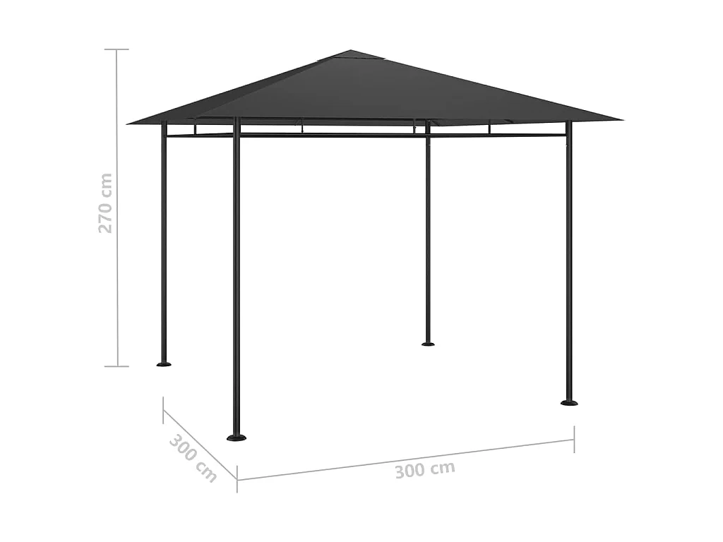 Tonnelle 3x3x2,7 m Anthracite 180 g/m² WVGQ4973