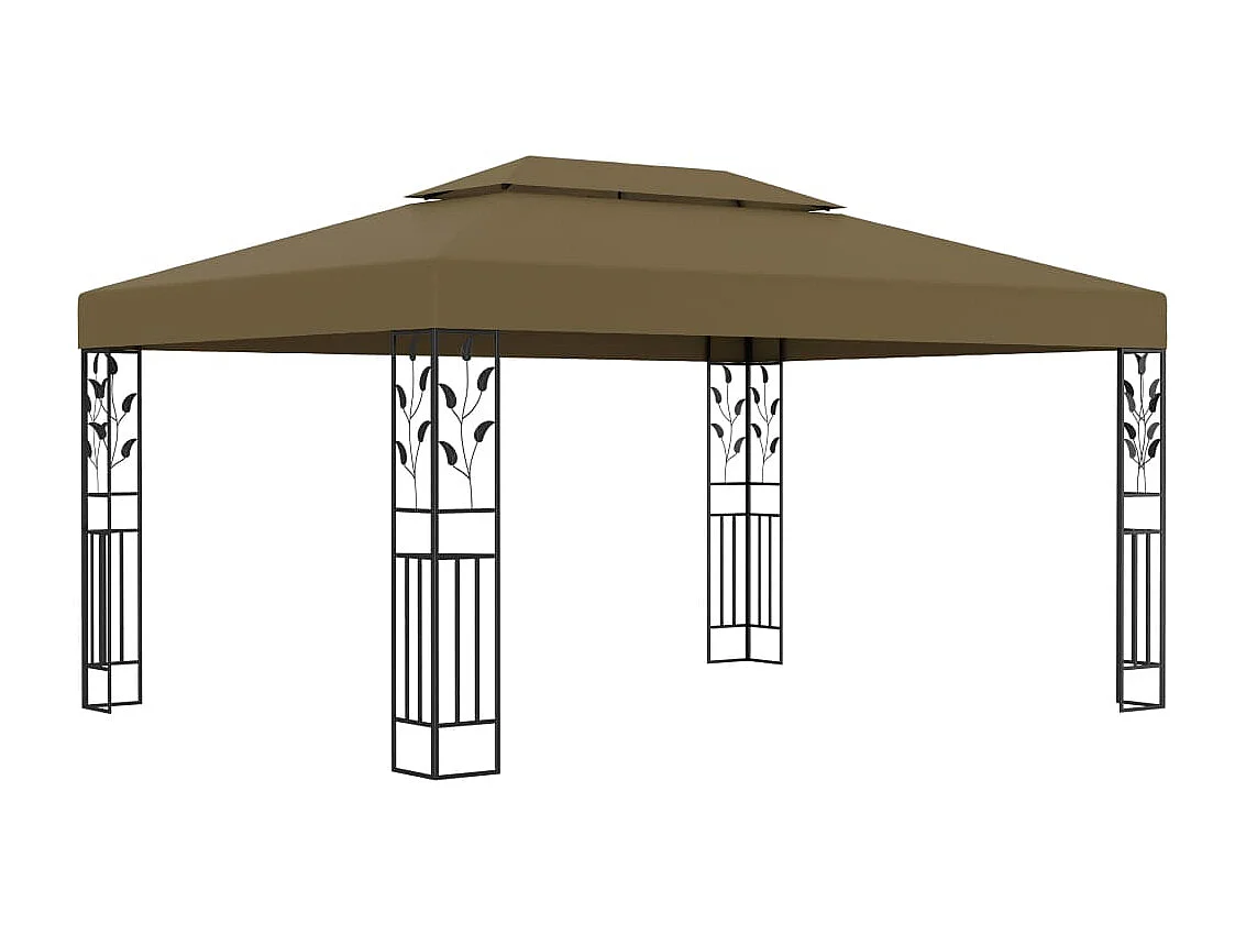 Gazebo - Tenda de recepção com toldo duplo e luzes LED 3x4m cinza-acastanhado PT474161