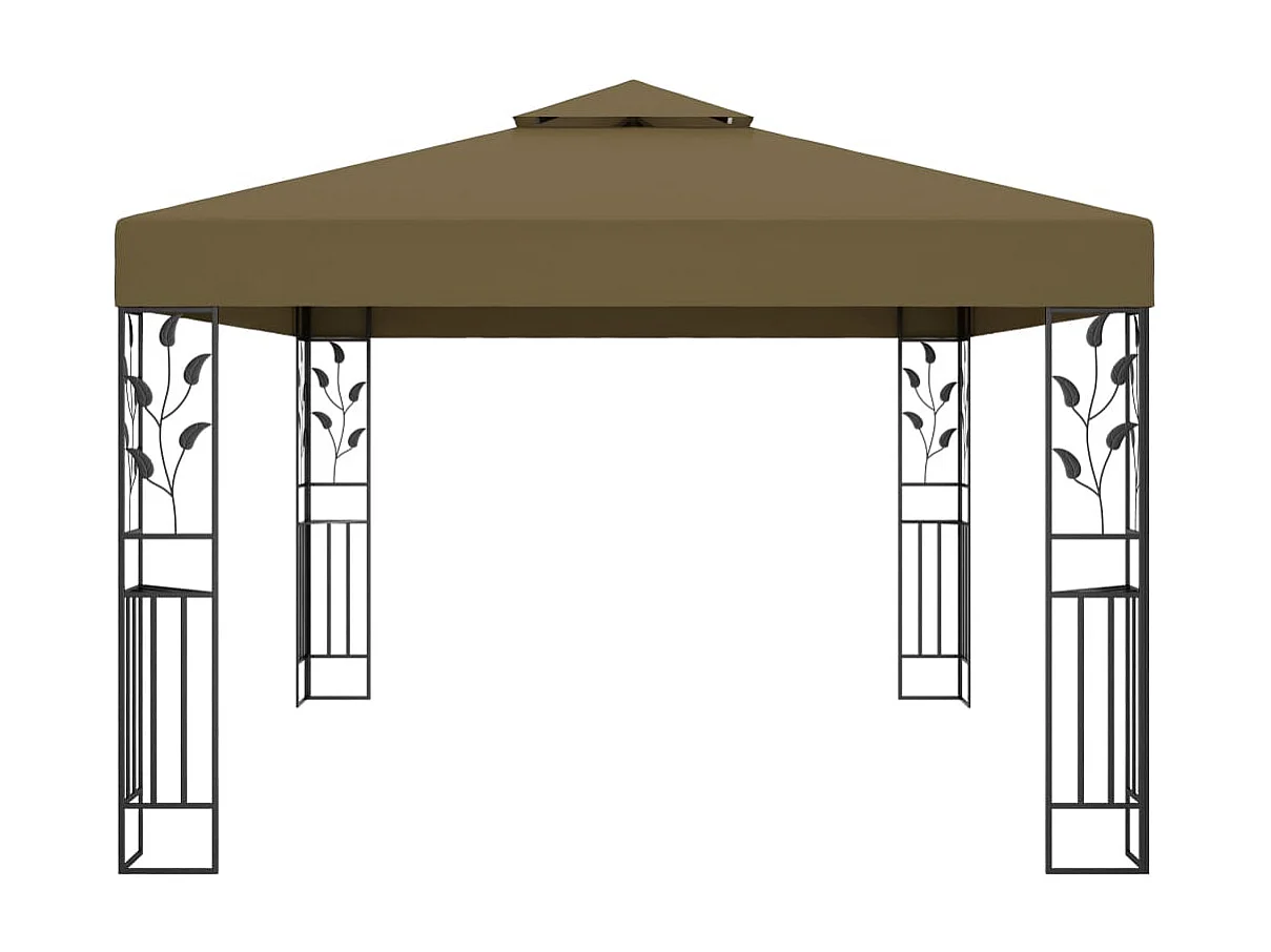 Gazebo - Tenda de recepção com toldo duplo e luzes LED 3x4m cinza-acastanhado PT474161