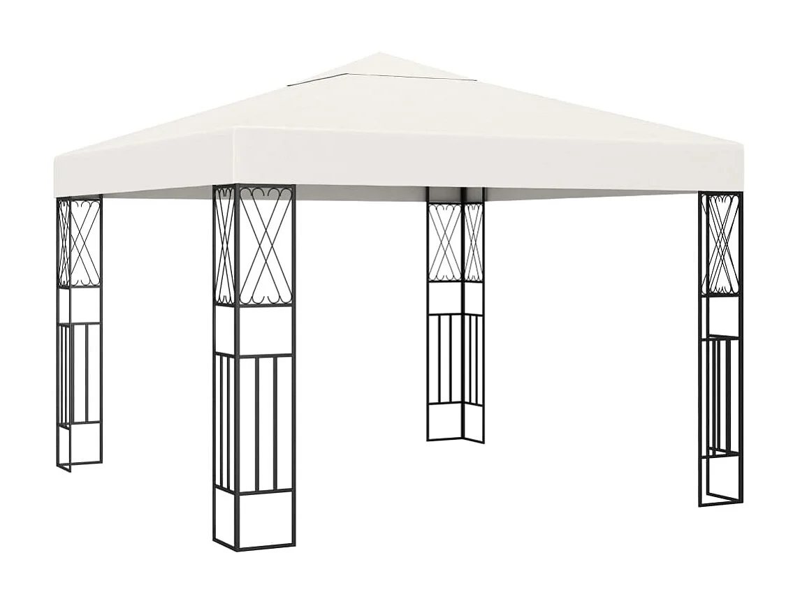 Gazebo - Tenda de recepção com cordões de luzes LED 3x3 m tecido cor creme PT554360