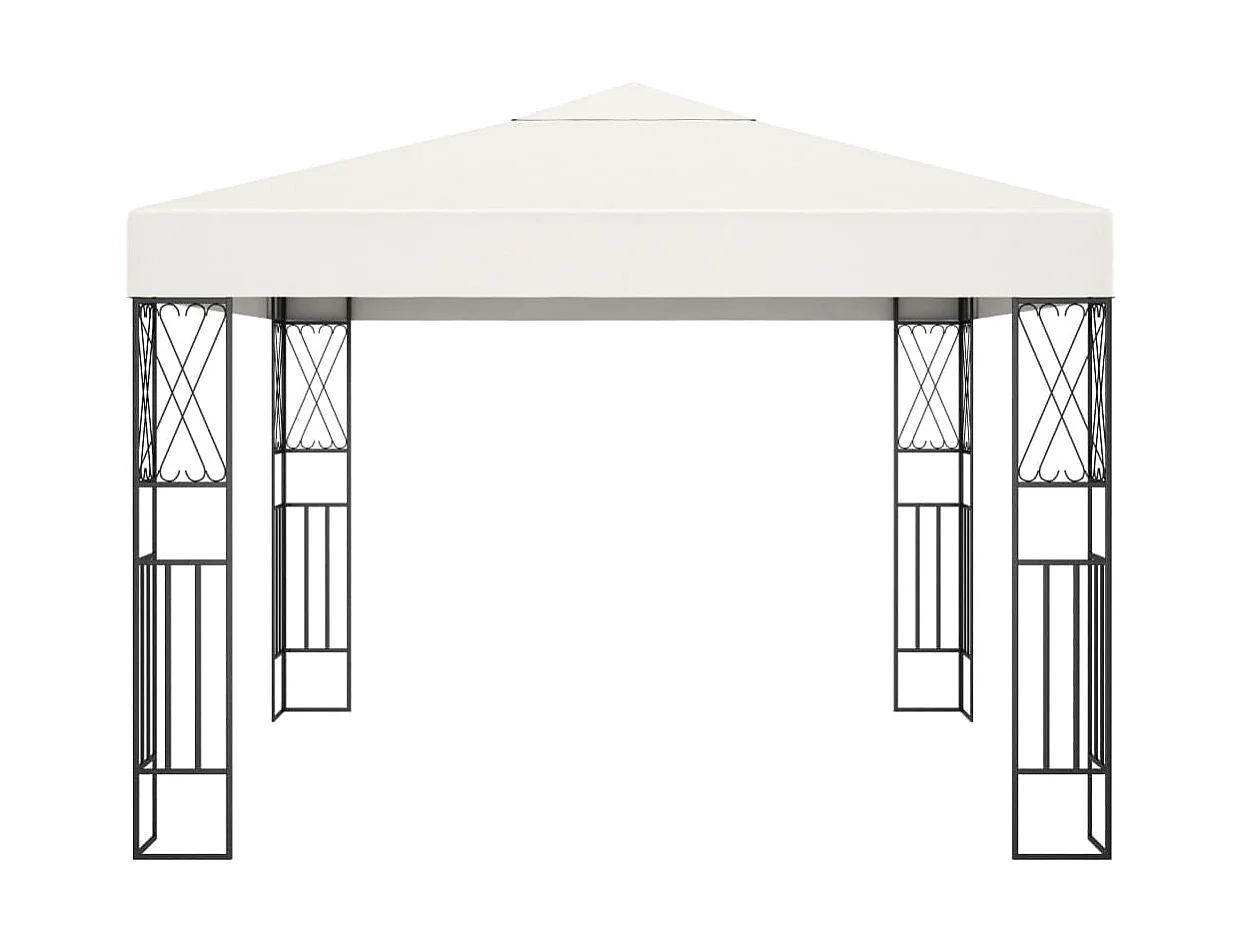 Gazebo - Tenda de recepção com cordões de luzes LED 3x3 m tecido cor creme PT554360