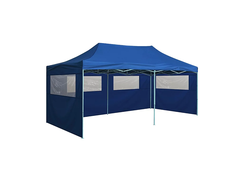 Tente de réception pliable avec 4 parois 3x6 m Acier Bleu WVGQ4247