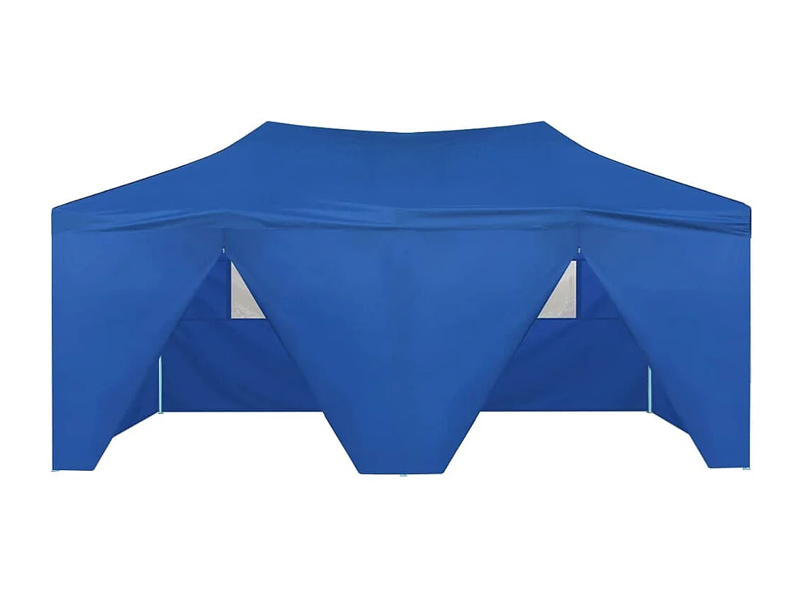 Tente de réception pliable avec 4 parois 3x6 m Acier Bleu WVGQ4247