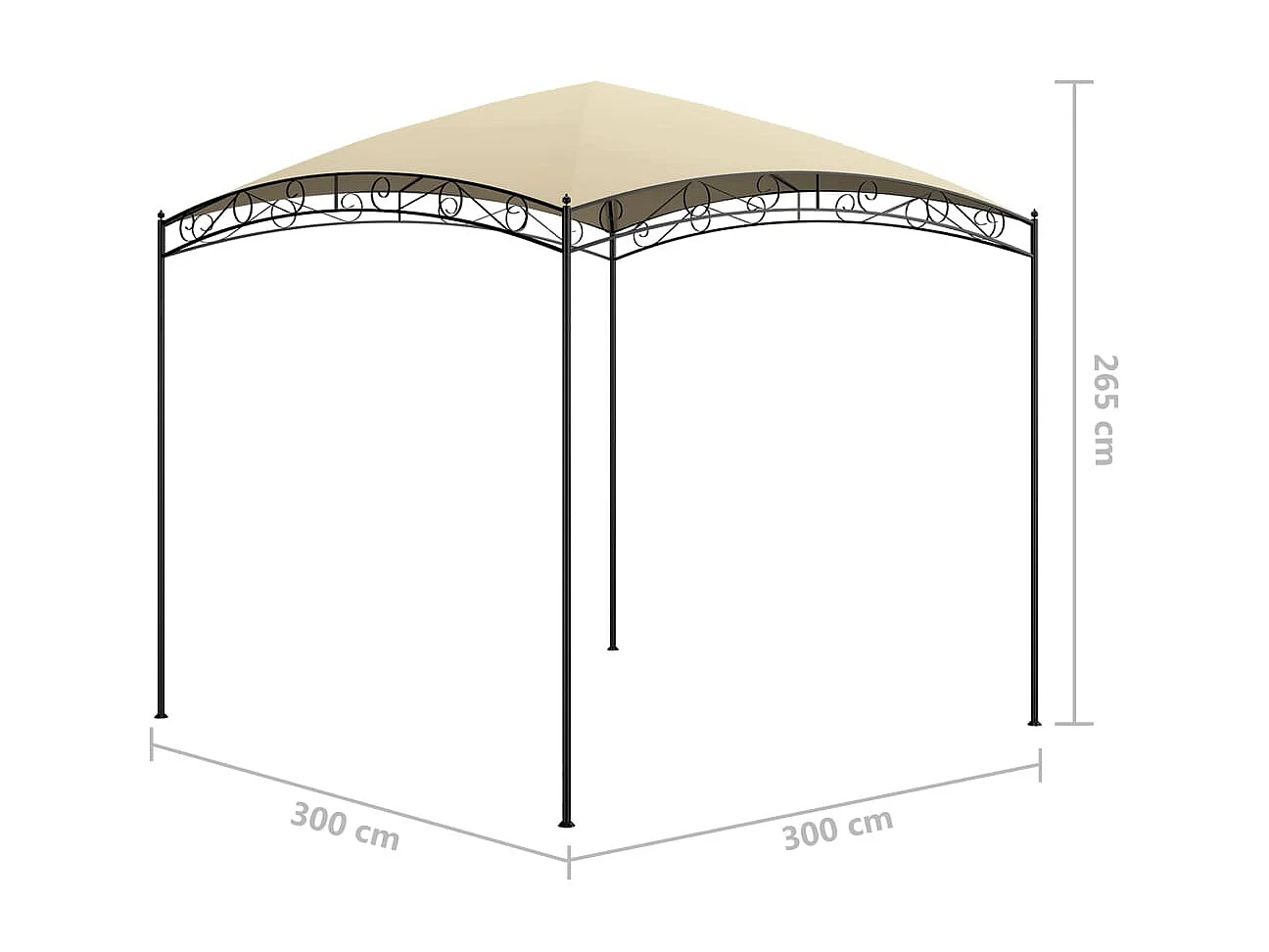 Gazebo - Tenda de recepção 3x3x2,65 m 180 g/m² creme PT249388