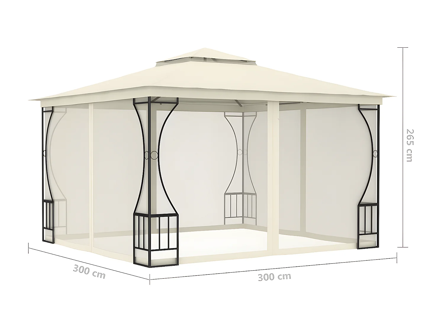 Tonnelle avec moustiquaire 300x300x265 cm Crème WVGQ6737