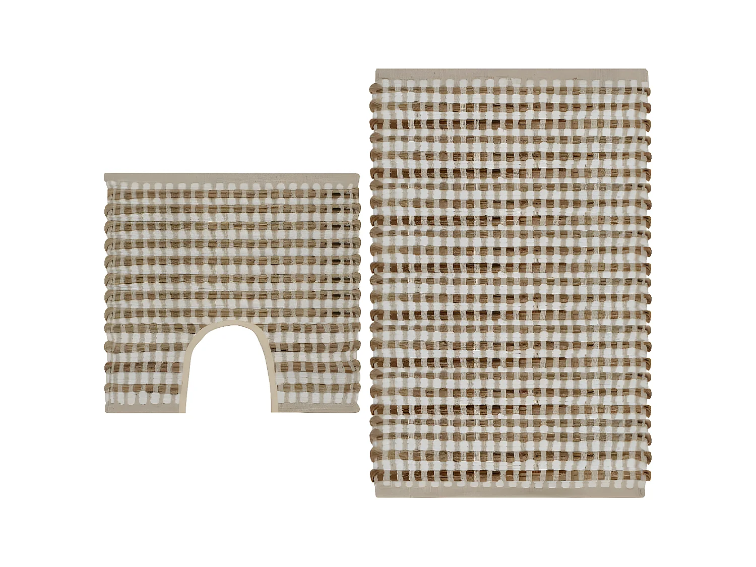 Tapis de salle de bain tissés à la main Naturel et blanc WVGQ5601