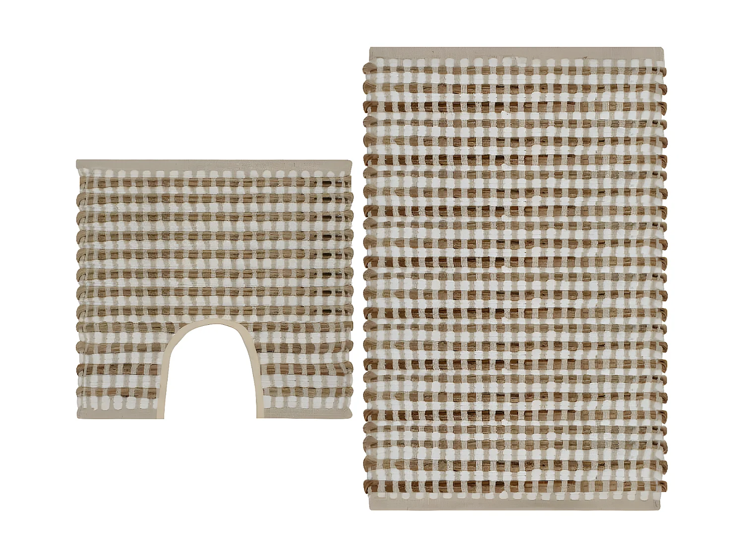 Tapis de salle de bain tissés à la main Naturel et blanc WVGQ5601