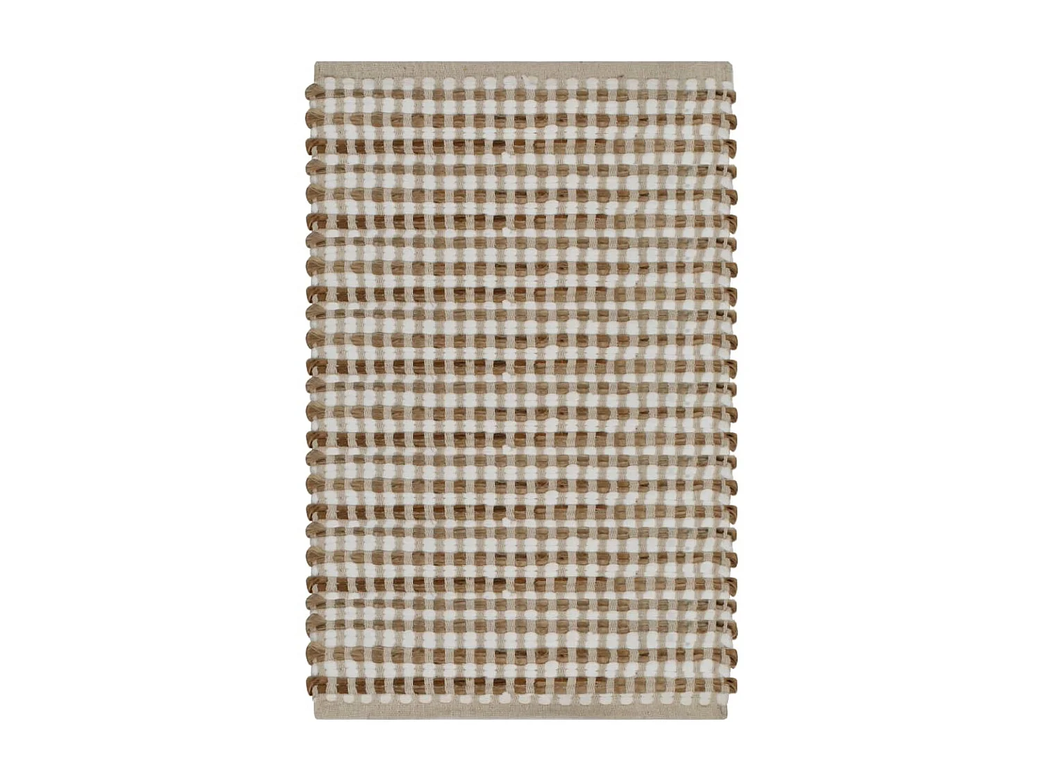 Tapis de salle de bain tissés à la main Naturel et blanc WVGQ5601