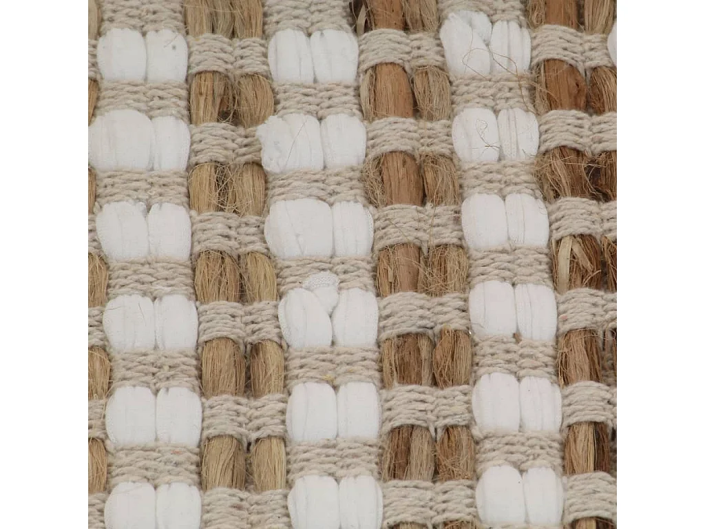 Tapis de salle de bain tissés à la main Naturel et blanc WVGQ5601