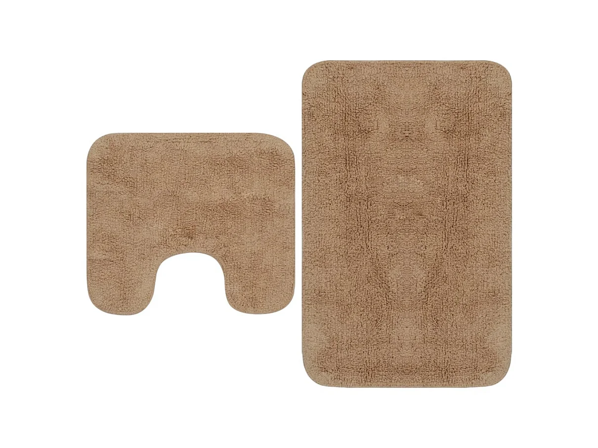 Tapis de salle de bain 2 pcs Tissu Beige WVGQ5314
