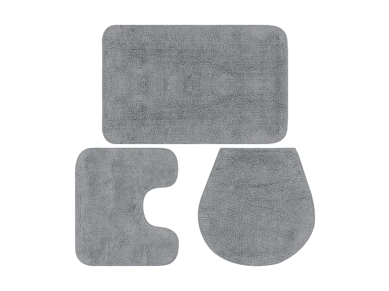 Jeu de tapis de salle de bain 3 pcs Tissu Gris WVGQ7632