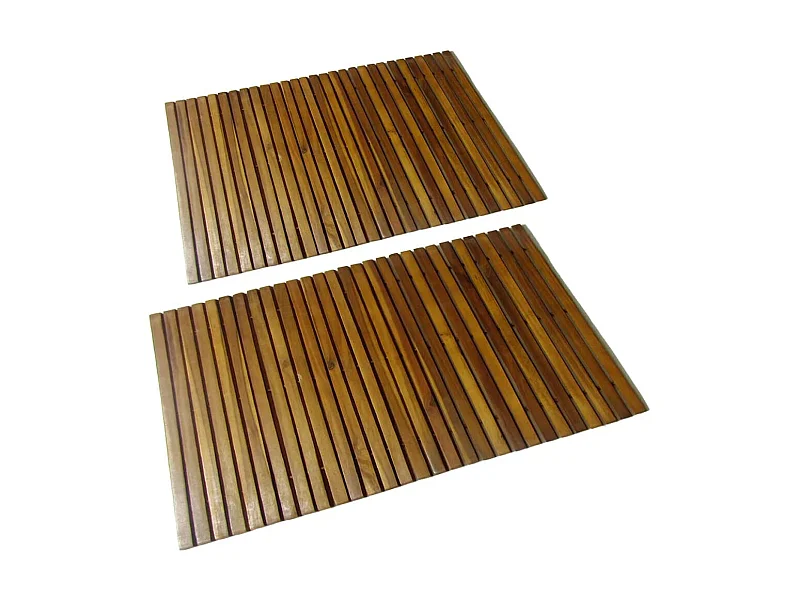 2 pc Tapetes de banho de acácia 80 x 50 cm PT978320