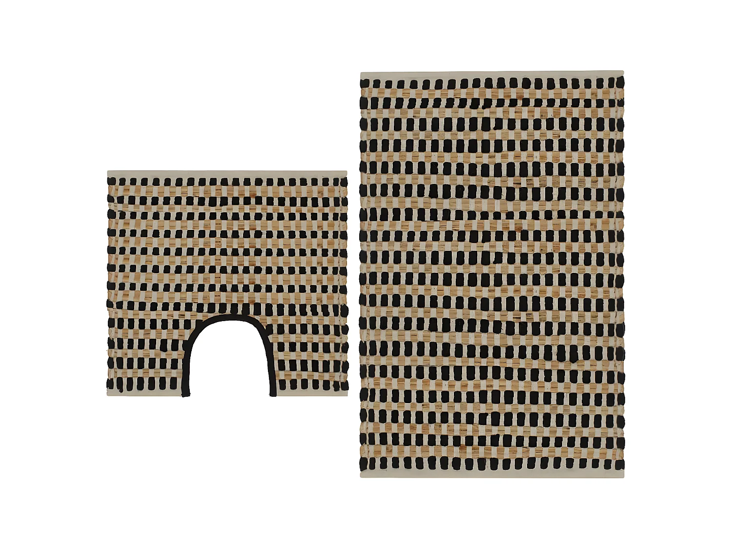 Tapis de salle de bain tissés à la main Jute Naturel et Noir WVGQ8117