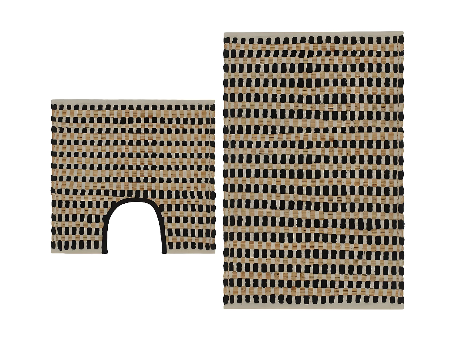 Tapis de salle de bain tissés à la main Jute Naturel et Noir WVGQ8117