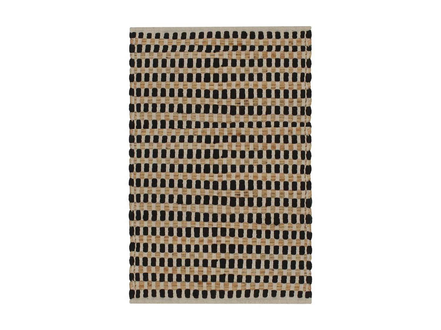 Tapis de salle de bain tissés à la main Jute Naturel et Noir WVGQ8117