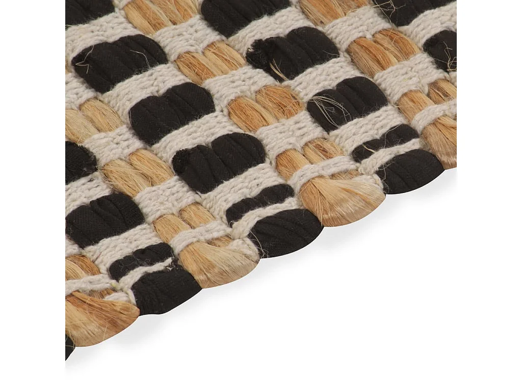 Tapis de salle de bain tissés à la main Jute Naturel et Noir WVGQ8117