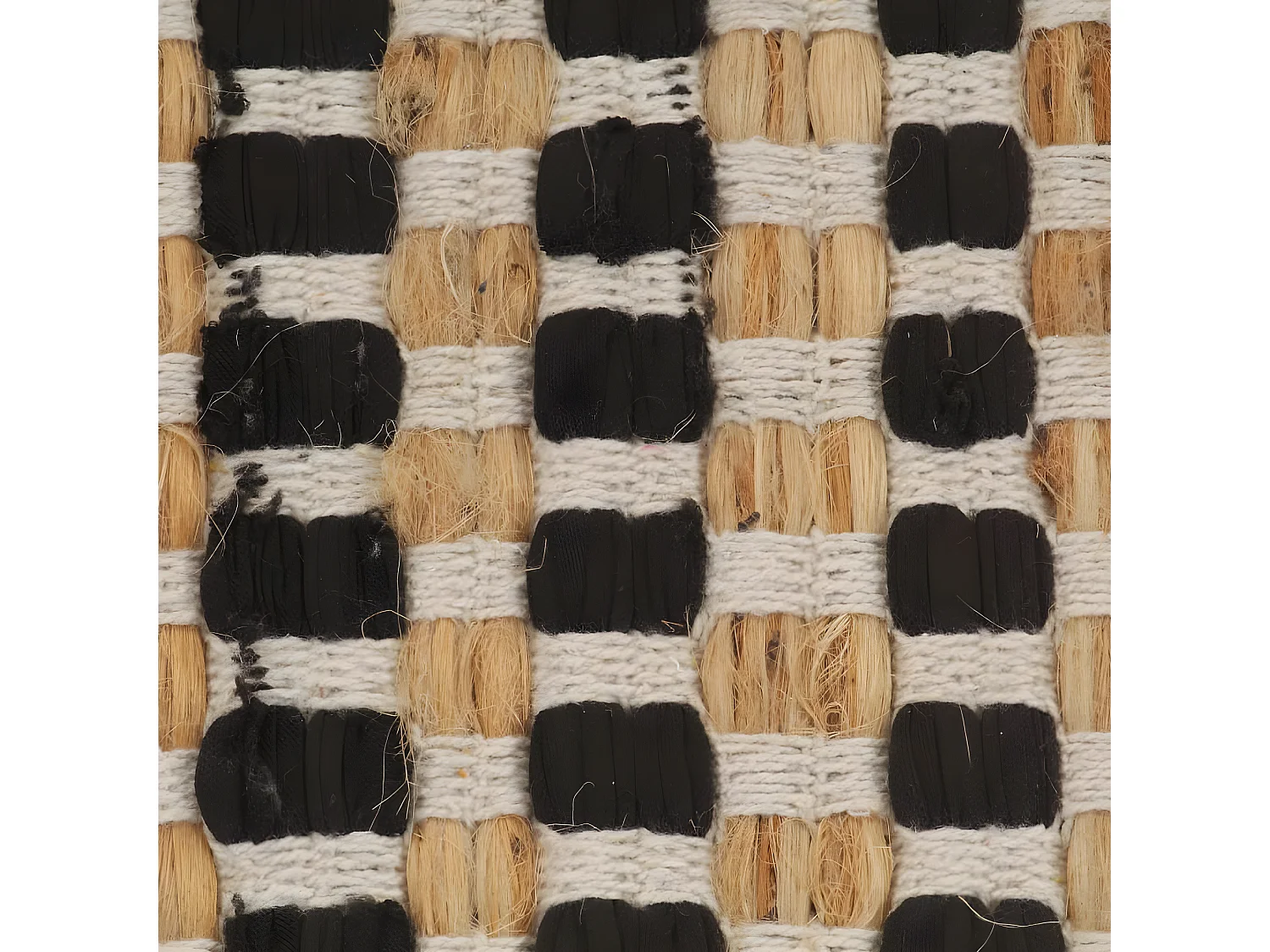 Tapis de salle de bain tissés à la main Jute Naturel et Noir WVGQ8117