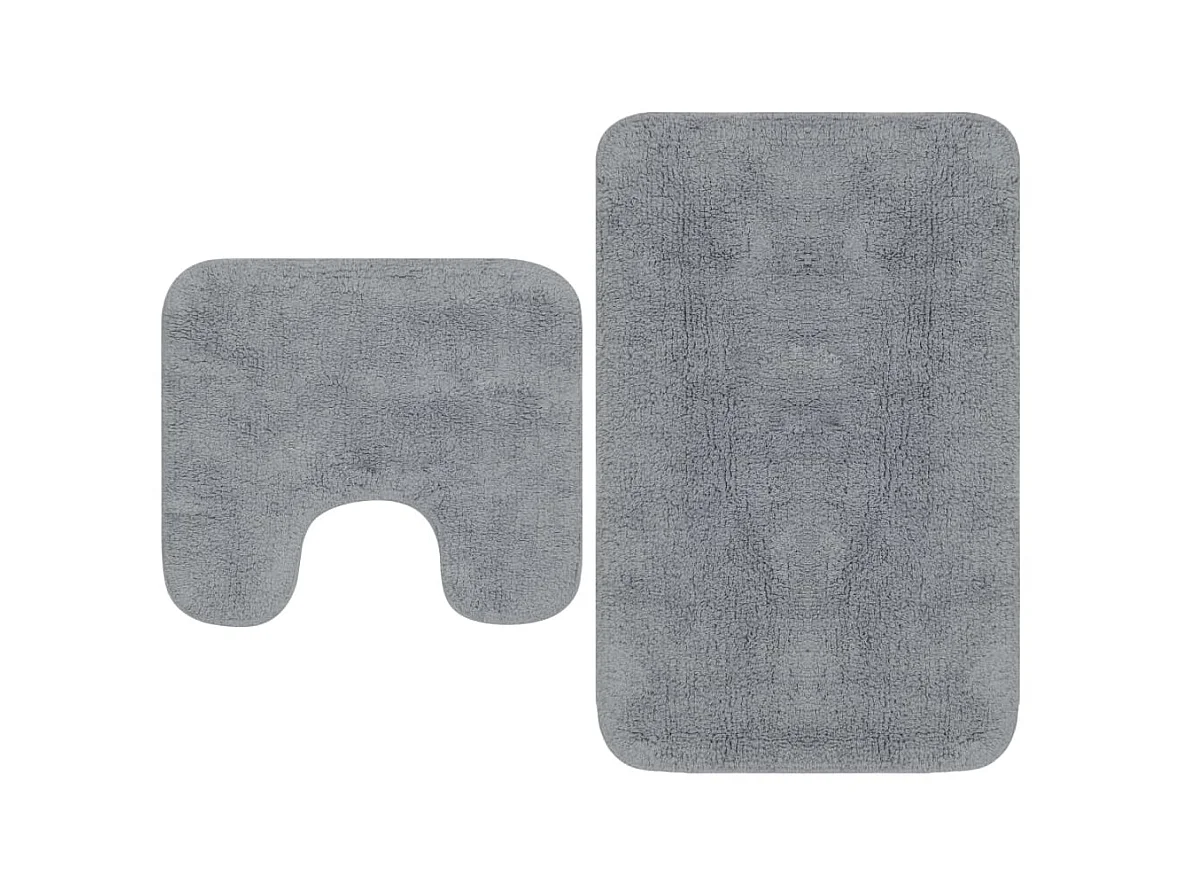 Tapis de salle de bain 2 pcs Tissu Gris WVGQ9281